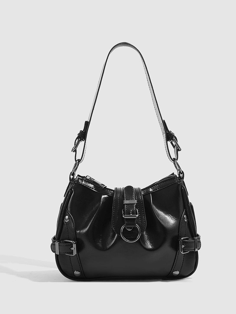 Borsa a tracolla Hobo alla moda per donna - Borsa a secchiello in morbida similpelle con chiusura a cerniera, elegante borsa a tracolla per outfit quotidiani. Borsa a mano e tracolla._voghion.com