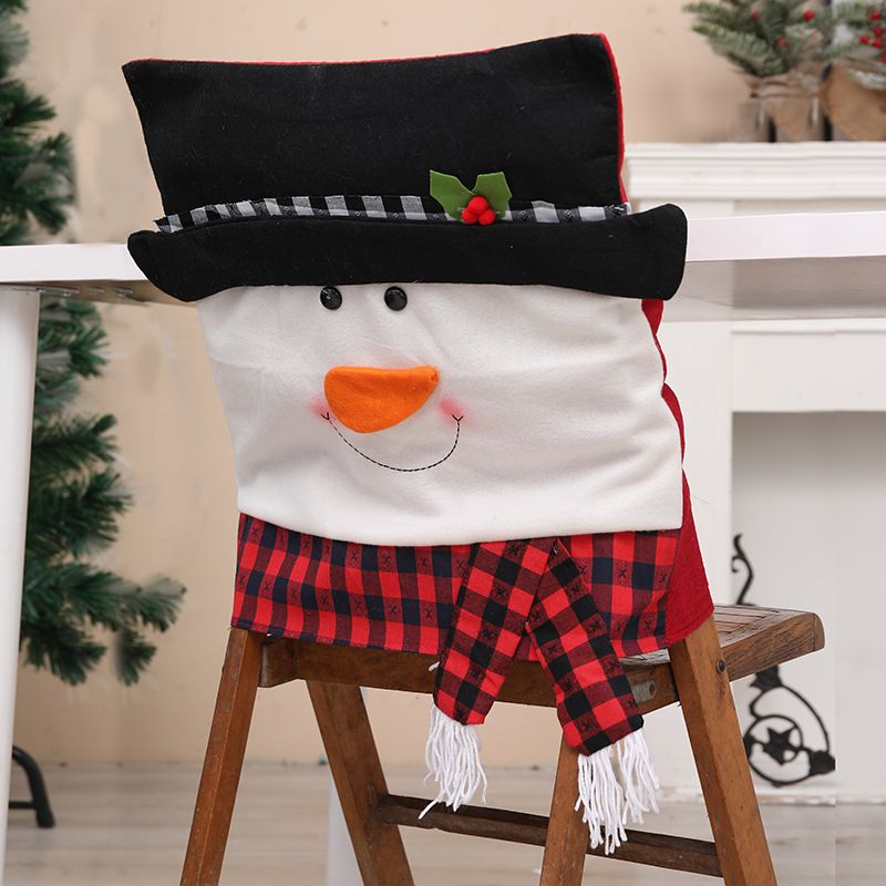 Set di fodere per sedie natalizie - Fodere per sedie a quadri rosse e nere con motivo cartoon per sedie da pranzo, divani e sedie da ufficio_voghion.com