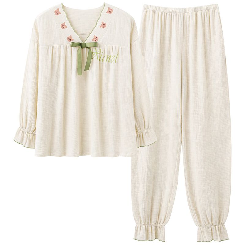 Autunno inverno nuovo cotone maniche pantaloni lunghi pullover pigiama traspirante carino ragazze casa vestiti primavera e_voghion.com