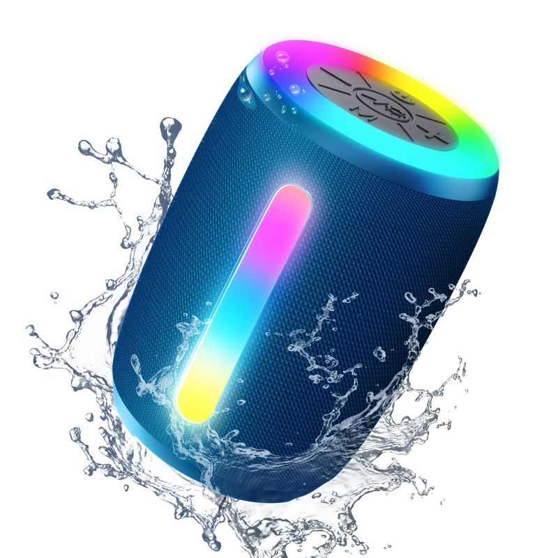 PotableBluetoothspeakewitLEDlightwatepoof,upight sound paiing,built-in micophone,high esolution audio,FM_voghion.com