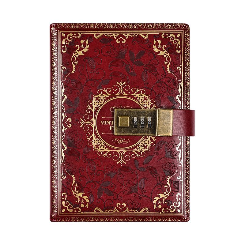 Carnet de notes rétro unisexe avec mot de passe et cadenas, carnet de notes créatif pour étudiant, papeterie_voghion.com