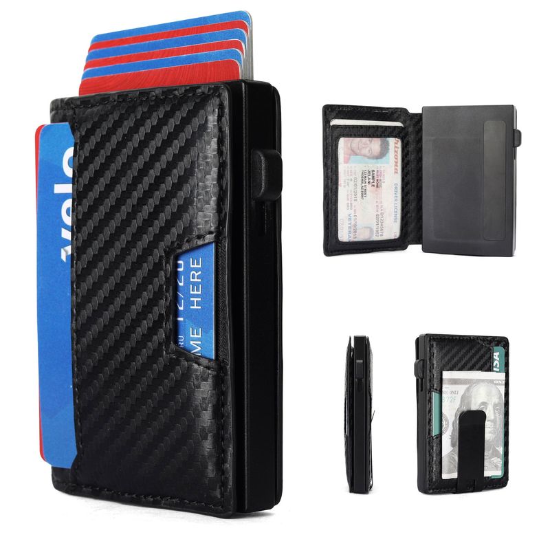 Card Holder Purse Wallets Wallet 20% Rfid Anti-degaussing Credit Card Cover Carbon Fiber Pattern Simple Men's Card Bag_voghion.com