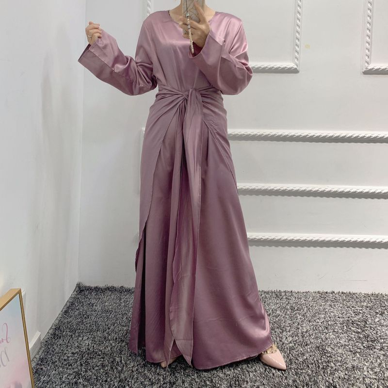 Abbigliamento da donna Abito da donna musulmano Cardigan in raso Abito da tre pezzi_voghion.com