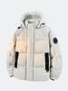 Damen-Outdoor-Daunenjacke (schwer, 90er-Daunenfüllung), Kapuze, Kordelzug an Schultern und Ärmeln, Logo-Details, dicker, winddichter Mantel, Herren-Skijacke_voghion.com