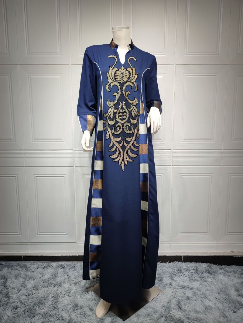 Abito lungo ricamato da donna abaya musulmano arabo Dubai abito musulmano_voghion.com