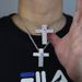 Collana con ciondolo a croce da uomo alla moda con cuore e zircone, catena in argento da 61 cm, gioielli hip hop alla moda, collana con ciondolo a croce e zircone_voghion.com