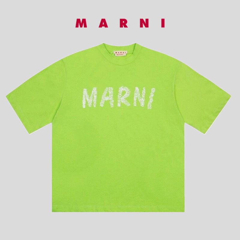 MARNI/Mani - Camiseta holgada de manga corta con estampado de color liso para mujer, verano 2023_voghion.com