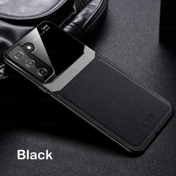 Nahast peegelklaasist telefoni kate Samsung S21 FE 5G 6,4-tollise PU põrutuskindla telefoni tagakorpuse jaoks_voghion.com