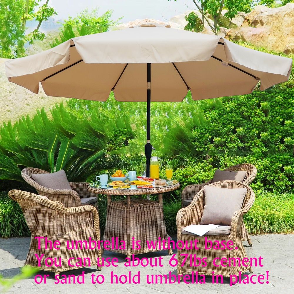 10 Ft Patio Umbrella Market Table Round Umbrella Outdoor Garden With Crank And Push Button Tilt For Garden Deck Backyard Pool Shade Outside_voghion.com