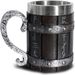 Gothic Skull Bamboo Tankard - Hand-Sculpted 3D Horned Design With Ergonomic Grip, Stylish Resin Mug For Collectors & Dark Decor_voghion.com