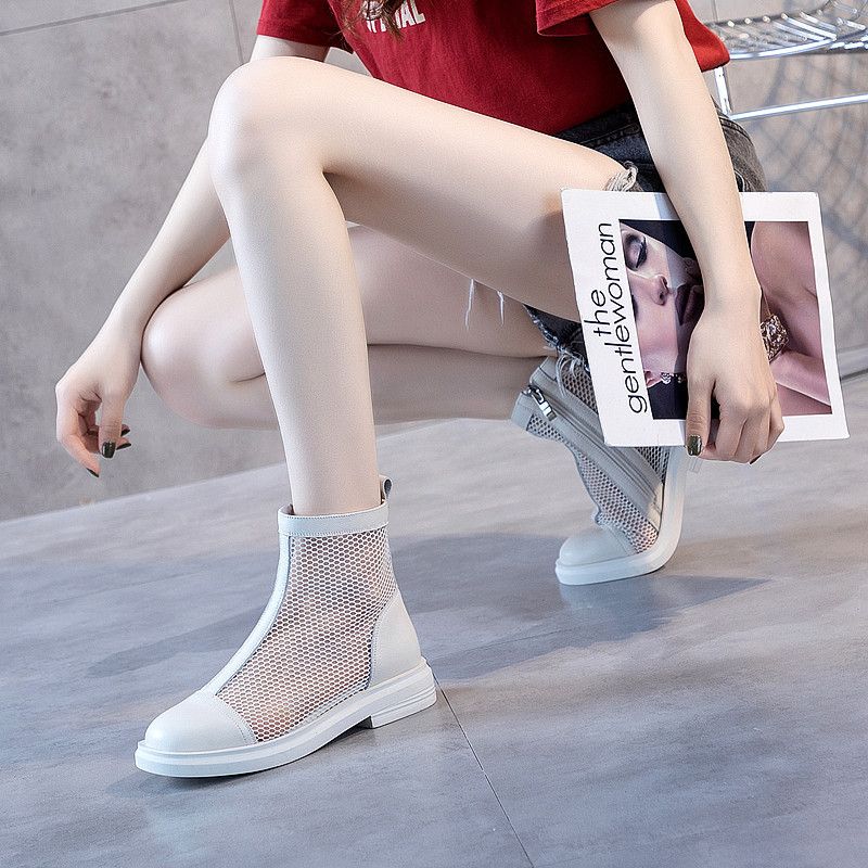 Fashionable High Top Cool A Mesh Surface And Thick Heels. Summer 2025 New Wo's Boots With Hollowed Out Sandals For_voghion.com