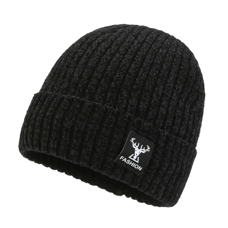 New Men's Korean Style Warm Knitted Hat Outdoor Plus Velvet Cold Proof Pullover Hat Youth Wool Hat_voghion.com