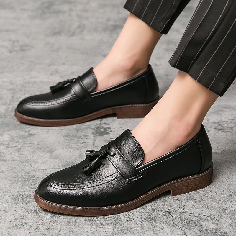 Unbeatable Quality Casual Hairstylist Pointed Korean Version Men's British Style Plus Size Leather Shoes_voghion.com
