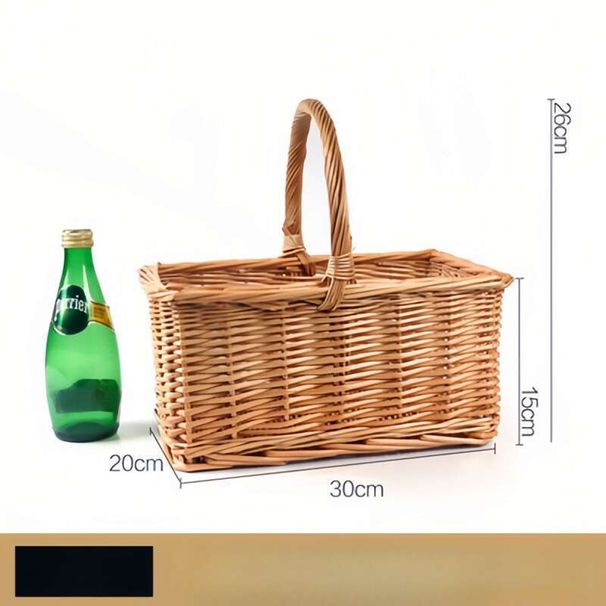 Πολυτελές τετράγωνο πικνίκ με ύφανση ιτιάς, φορητό, εξωτερικό κάμπινγκ, αποθήκευση, καλάθι με φρούτα, δώρο, αίσθηση υψηλής ποιότητας_voghion.com