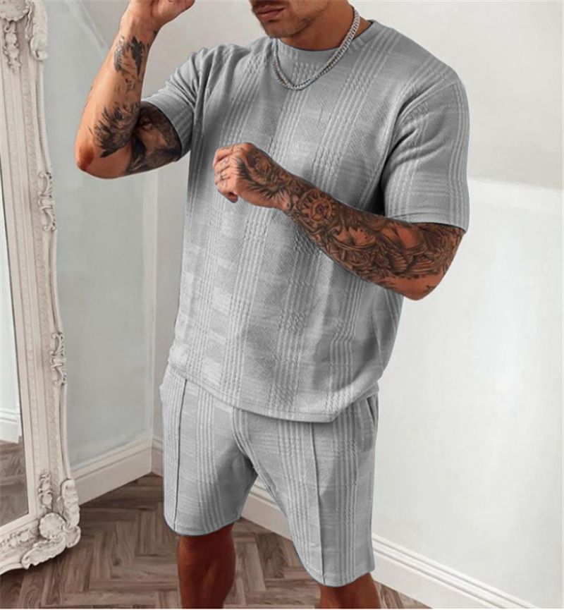 2021 sommer männer Gute kurzarm Shorts Zwei stück Sport Trend Casual Set für Männer_voghion.com