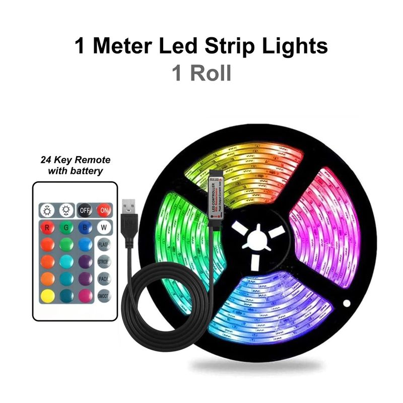 1 - 30M USB LED Streifen Lichter Selbstklebende RGB Farben Ändern 24Keys Remote UK_voghion.com
