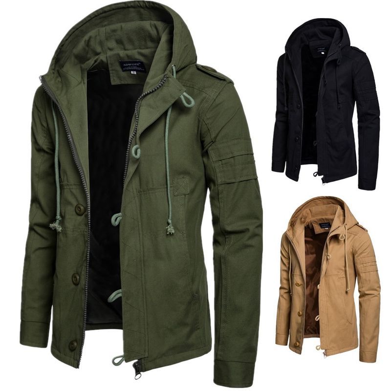Europäische Größe 2024 Herbst und Winter Neuware Herrenjacke aus Baumwolle mit Kapuze für Männer mittleren Alters_voghion.com