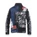 Men Punk Rivet Check Print Denim Jacket Holes Ripped Plaid Patches Patchwork Jean Coat Painted Blue Black Spliced Outerwear_voghion.com