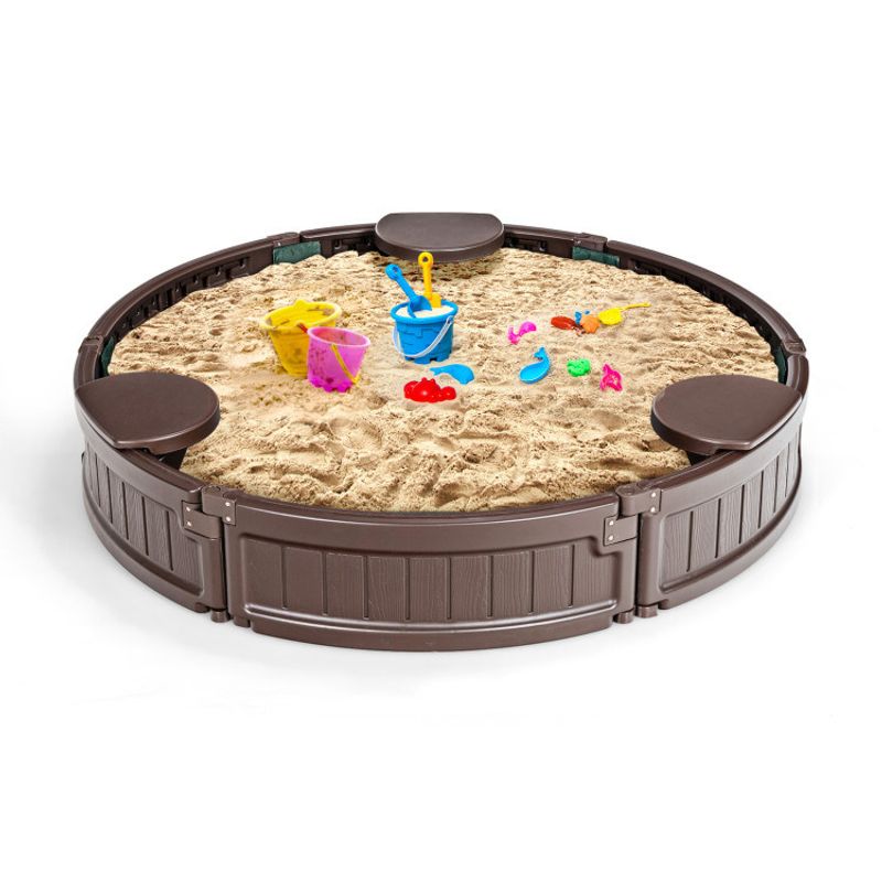 Sandbox with Built-in Corner Seat and Cover_voghion.com