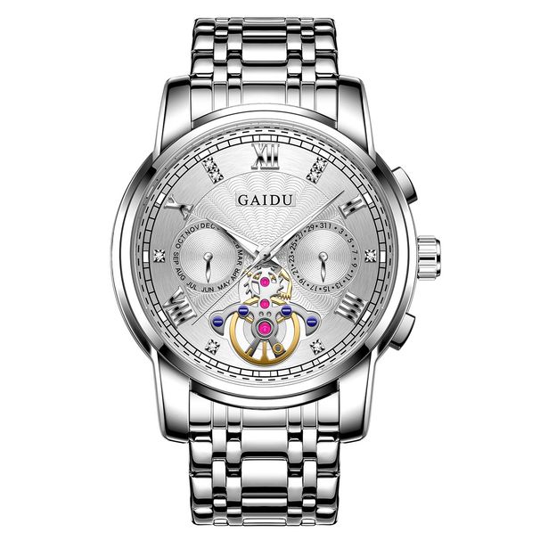 Relógio Masculino - Relógio de Quartzo Empresarial Moderno com Pulseira de Aço Inoxidável, à Prova D'água e Luminoso, Mostrador Redondo de 40mm_voghion.com