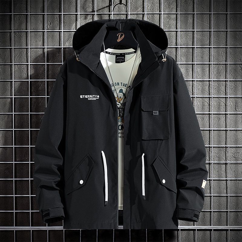 Giacca multiuso oversize da uomo – Giacca da lavoro in velluto a coste elasticizzato con cappuccio staccabile e tasche rinforzate (nero, cachi, verde oliva)_voghion.com