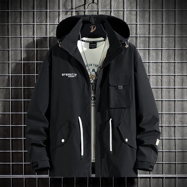 Giacca multiuso oversize da uomo – Giacca da lavoro in velluto a coste elasticizzato con cappuccio staccabile e tasche rinforzate (nero, cachi, verde oliva)_voghion.com