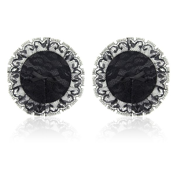 Lace Hot Sale Pattern Sexy Used For Many Times Black Bows Breast Pad Nipple Coverage_voghion.com