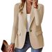 Eleganter Herbstblazer für Damen – Langärmliger Büro-Cardigan mit V-Ausschnitt und Taschen, lässiges Stretch-Polyester_voghion.com