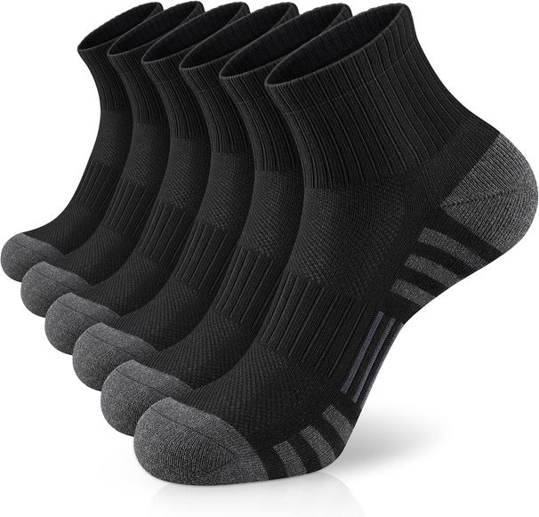 Athletic Quarter Socks With Cushion Running Ankle Socks For Men Women 6 Pairs_voghion.com