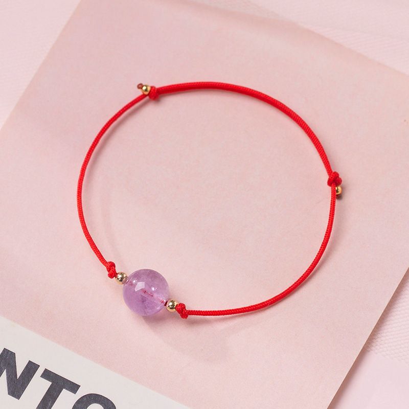 Erdbeere für Frauen, schlichter Girlfriend-Waldstil, handgewebtes rotes Seil, rosa Kristallperlenarmband_voghion.com
