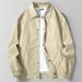 Men'sStyle Lapel Work Jacket - Lightweight Breathable Casual Windbreaker For Spring & Autumn (Black, Khaki)_voghion.com
