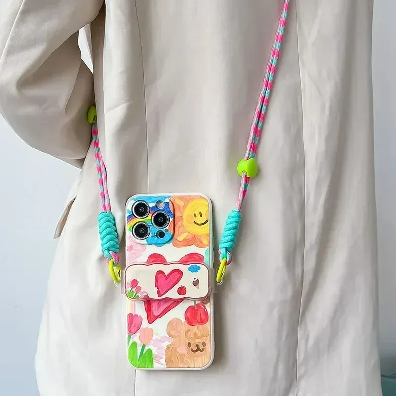 For Xiaomi 14T 15 Poco X6 F6 M6 C75 Pro Redmi 14C Note 14 ProPlus Phone Strap Carrying CrossBody Chain Back Clip Love Heart Case_voghion.com