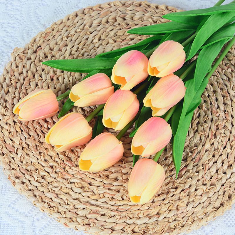 Tulip simulation props, cross-border artificial flowers, photography ornaments, home decoration fake flowers, hand-feel simulated tulips_voghion.com