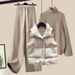 Damen-Set aus Strickpullover und Weste in Übergröße mit schmal geschnittener Loungehose, lässiges Herbst-Winter-Outfit, übergroßer schicker Pullover und Hose_voghion.com
