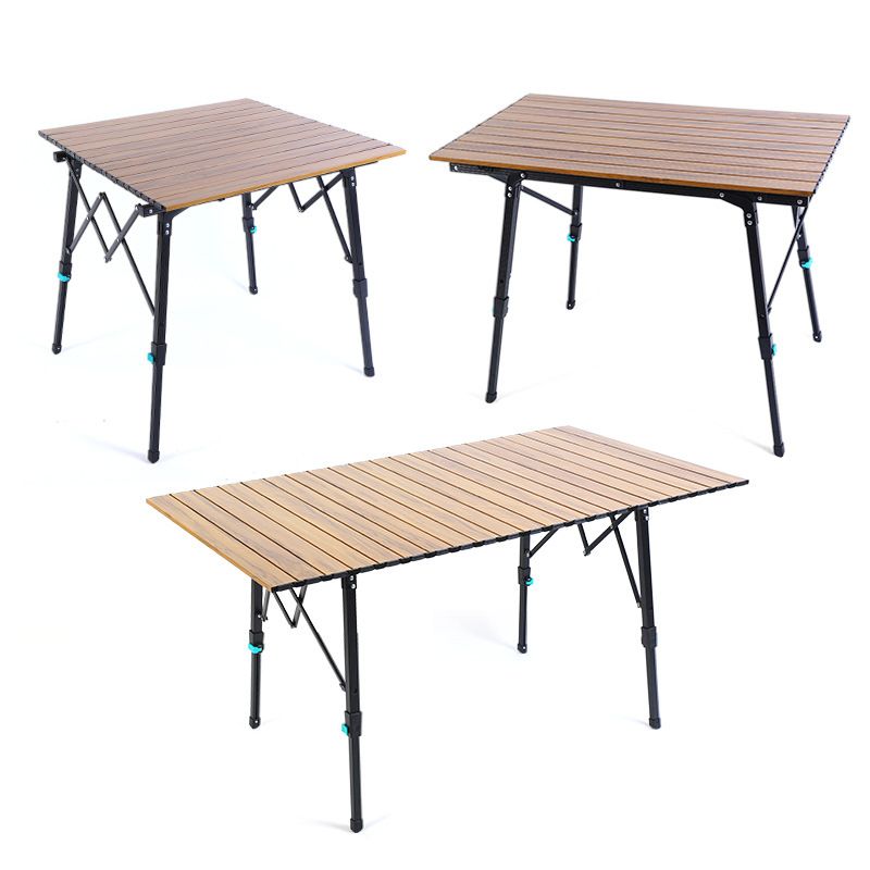 Outdoor Aluminum Alloy Folding Supplies Picnic Portable Lifting Camping Wood Grain Chicken Rolls Table_voghion.com
