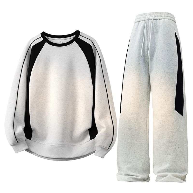 Vintage Minimalist Crewneck Sweatshirt & Jogger Set (S-XXXL) – 100 % Polyester Athleisure Wear für Herren_voghion.com