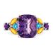 Sterling Silver Rhodium-plated Amethyst, Blue Topaz & Citrine Ring_voghion.com