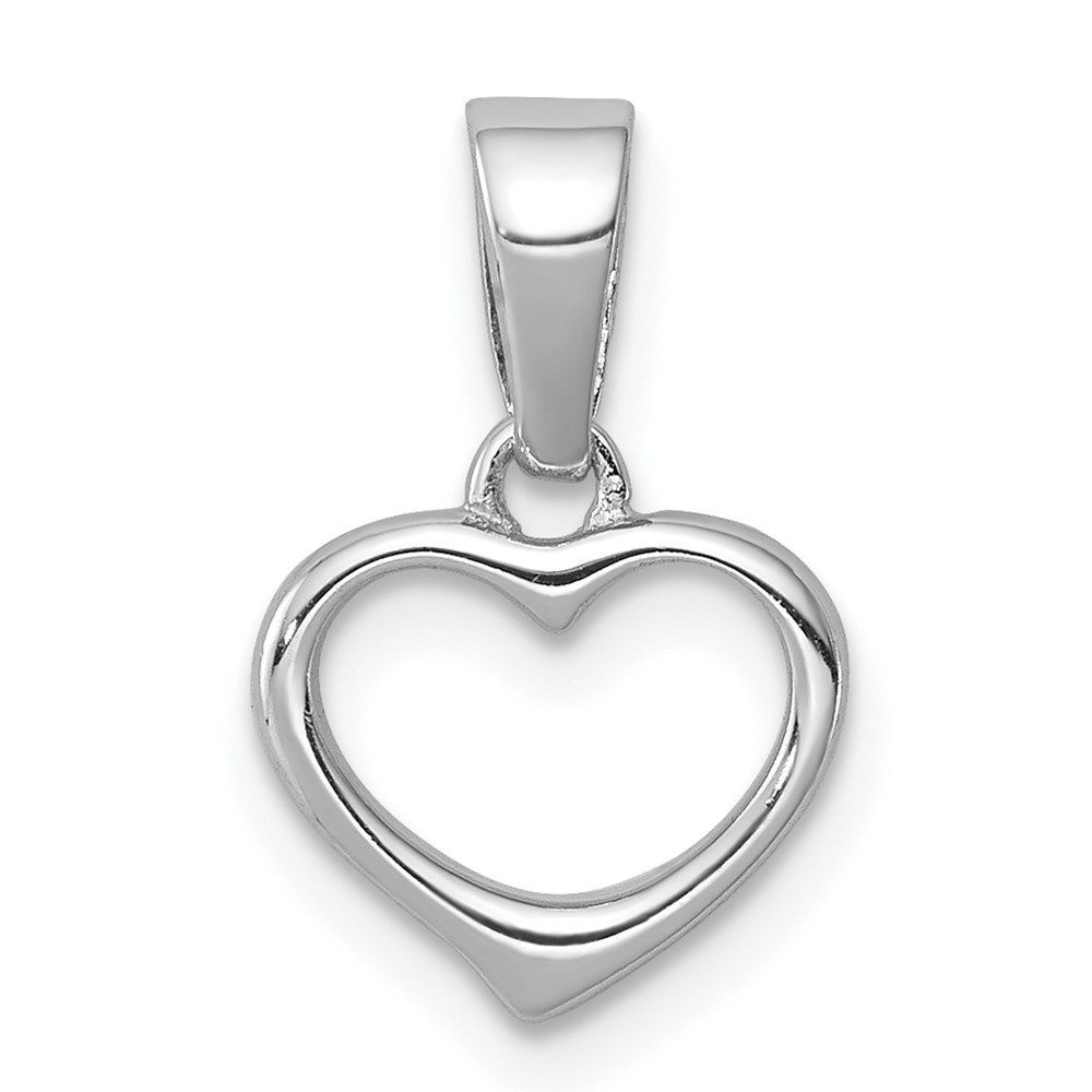 Sterling Silver Rhodium Plated Open Heart Pendant_voghion.com