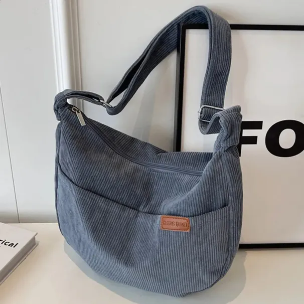 Borsa a tracolla da donna, casual, multitasche, con spallacci regolabili, zaino in velluto a coste 241112_voghion.com