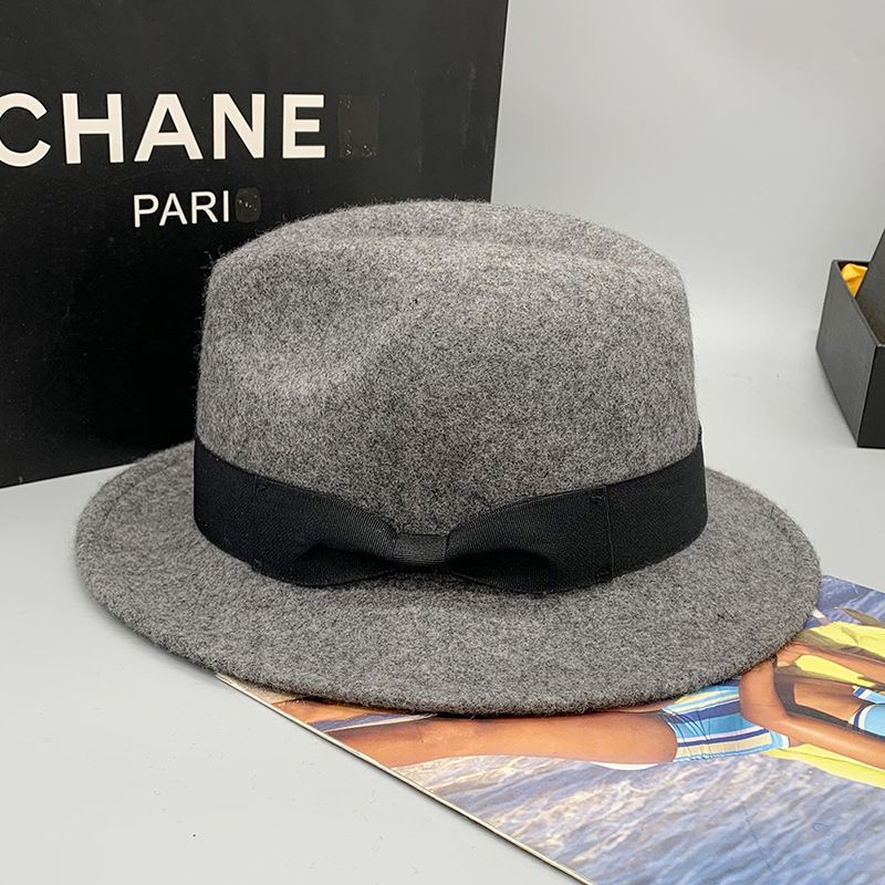  Herbstlich grau meliert, kurze Krempe, flache Kante, konischer All-Match-Zylinder für Herren und Damen, Gentleman-Hut_voghion.com