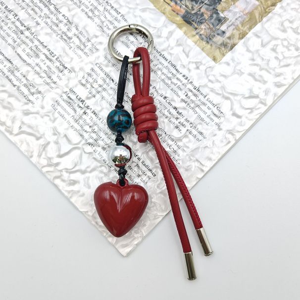Bag Pendant Simple And Creative New Leather Rope Heart-shaped Keychain Weaving_voghion.com