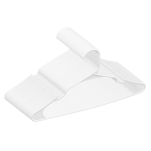 VEVOR Hangers, 0.2 In Ultra-Thin, 50 Pack White Plastic Hangers With Stable Triangular Top Structure & Wider Notch Design, Non-Slip Space Saving Hangers, Fit For T-Shirt, Shirt, Sling & Pant_voghion.com