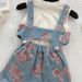 Children's Suit New Arrival Summer Korean Style Girls Sweet Spicy Flower Suspenders Denim Suit Thin Underwear Three Piece Suit Trendy_voghion.com