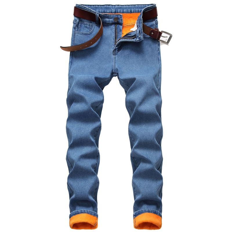 Herrenbekleidung Übergröße Herren Winter Fleece Composite Warme Jeans Gerader Schnitt Schmal Gepolsterte Herren Jeanshose_voghion.com