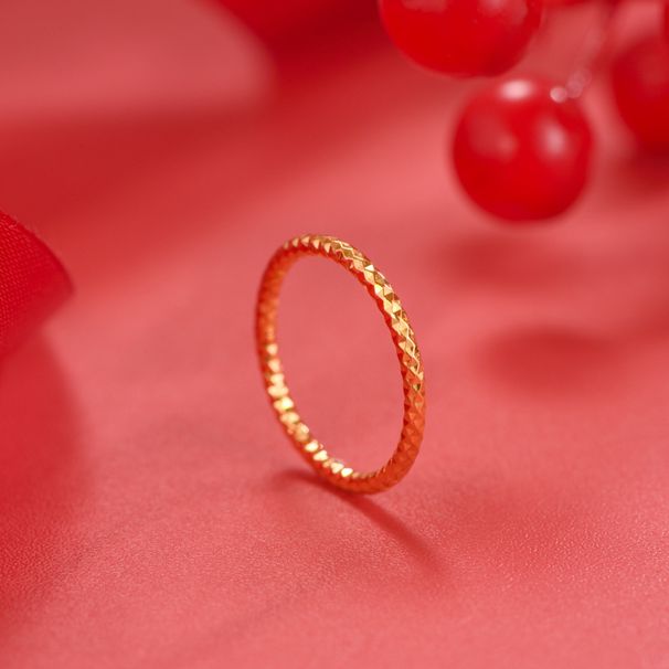 Anello stellato oro sabbia temperamento femminile semplice rame placcato oro versione fine impilato anello coda celebrità di Internet anello indice anello_voghion.com