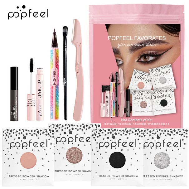 Makeup Sets POPFEEL Makeup Set Eye Shadow Lipstick Lip Gloss Eyebrow Pencil Eyeliner Combination Cosmetics Set_voghion.com