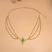 Fashionable Bridal Headdress Gold Chain Personalized Ethnic Style Green Pendant Tassel Headdress Head Chain_voghion.com