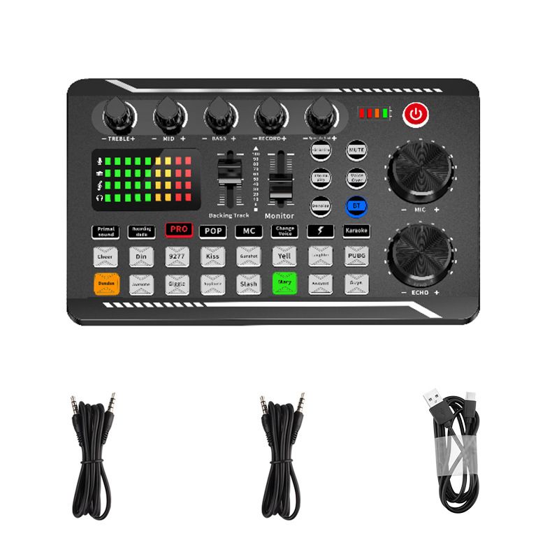 Sınır ötesi İngilizce versiyonu F998 canlı ses kartı ekipmanları cep telefonu bilgisayar evrensel kondansatör mikrofon standı tam set_voghion.com