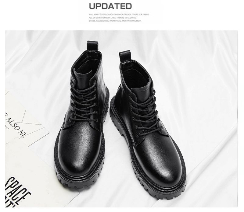 Mens Work Boots Black Duty Combat Army Safety Boots Waterproof Genuine Leather Lace Up Site Tactical Security_voghion.com