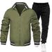 Men's Casual Suit Set – Half Stand Collar Zipper Cardigan & Trousers (Autumn/Winter)_voghion.com